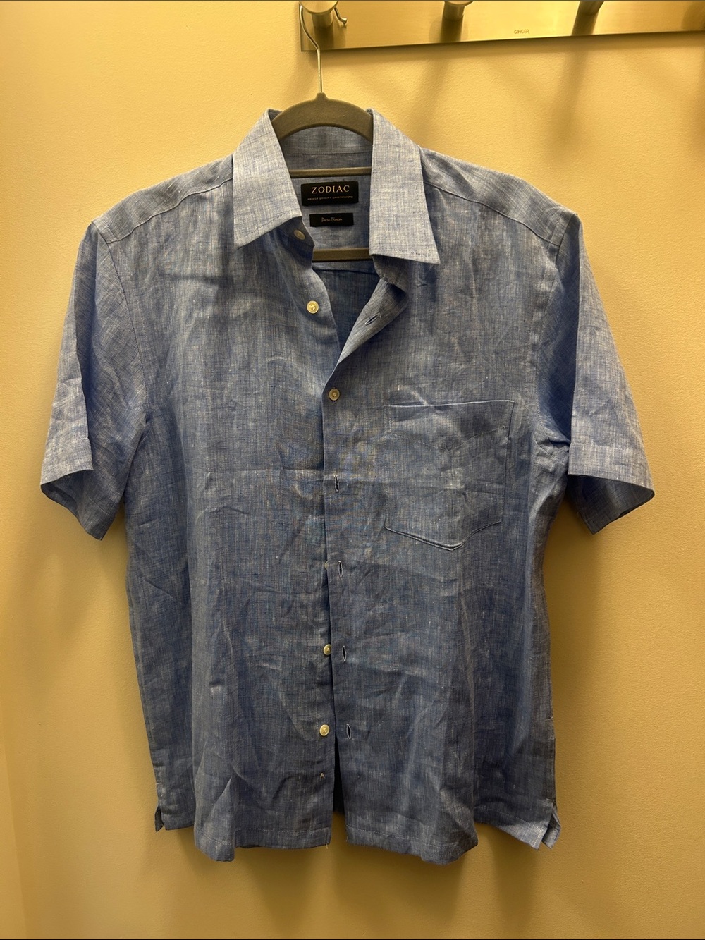 Zodiac Short-Sleeve Button-Up Shirt in Light Blue